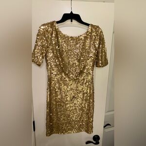 Solid gold sequin party dress. Super short. Size Medium